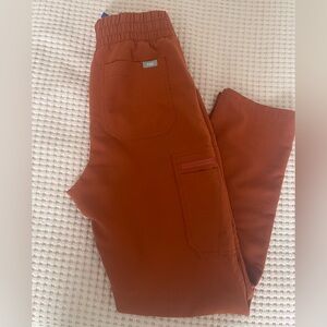 Figs Rust Orange High waisted XSP straight legs.